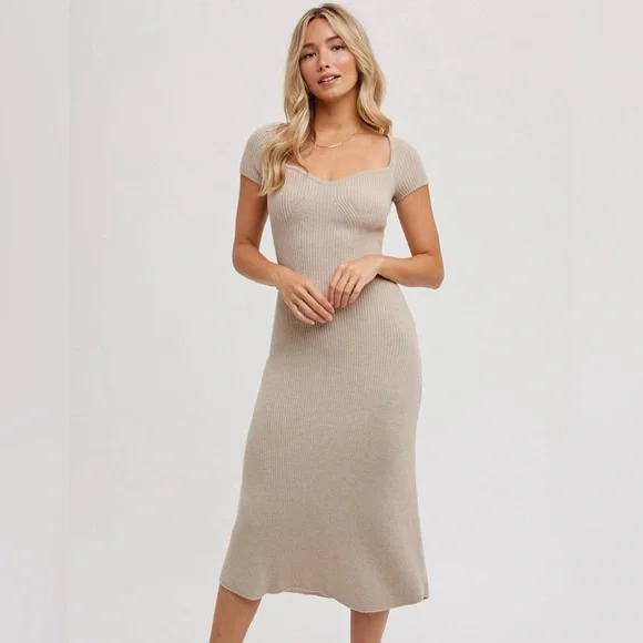 Bluivy Dresses | Bluivy Corduroy Sweetheart Knit Midi Dress Available In Small, Medium & Large | Color: Cream | Size: M | Chiahmet's Closet Bluivy Dresses | Bluivy Corduroy Sweetheart Knit Midi Dress Available In Small, Medium & Large | Color: Cream | Size: M | Chiahmet's Closet